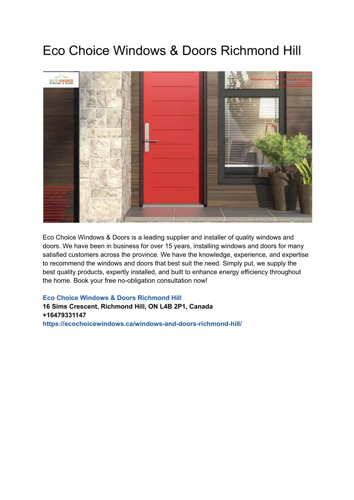 eco choice windows doors richmond hill