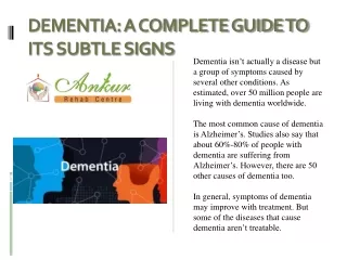 DEMENTIA: A COMPLETE GUIDE TO ITS SUBTLE SIGNS