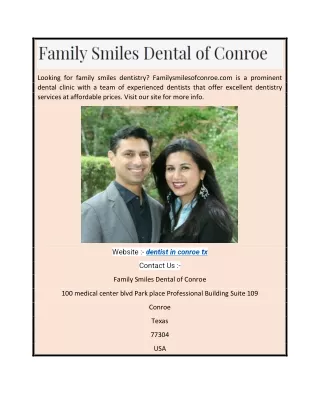 Dentist in Conroe Tx  Familysmilesofconroe.com