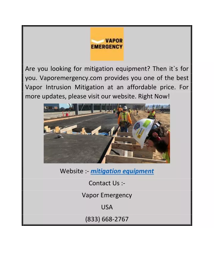 are you looking for mitigation equipment then