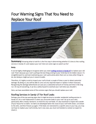 Four Warning Signs That You Need to Replace Your Roof