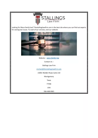 Waco Family Law  Thestallingslawfirm.com