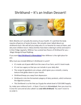 Shrikhand – It’s an Indian Dessert!