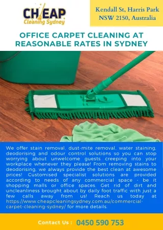 Office Carpet Cleaning at Reasonable Rates in Sydney