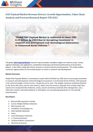 uav payload market revenue drivers growth