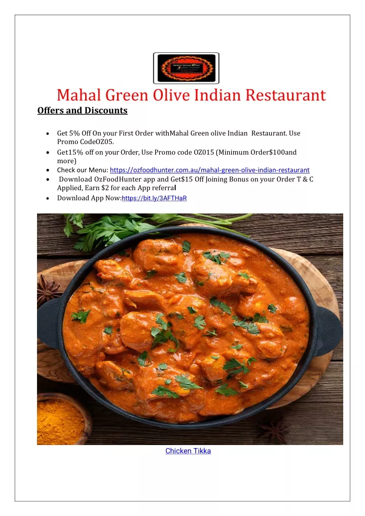 mahal green olive indian restaurant offers