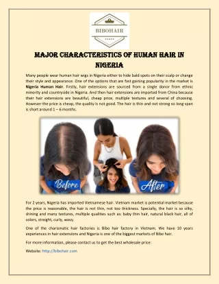 Major Characteristics Of Human Hair In Nigeria