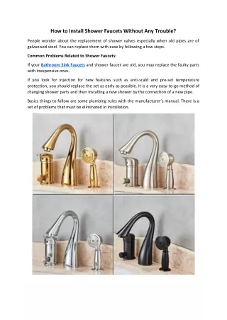 how to install shower faucets without any trouble