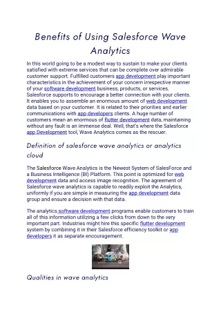 benefits of using salesforce wave analytics