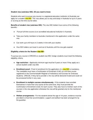 Student visa (subclass 500) - All you need to know