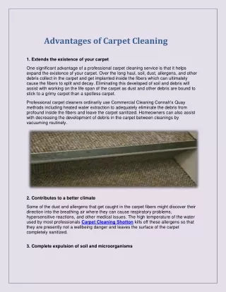 advantages of carpet cleaning