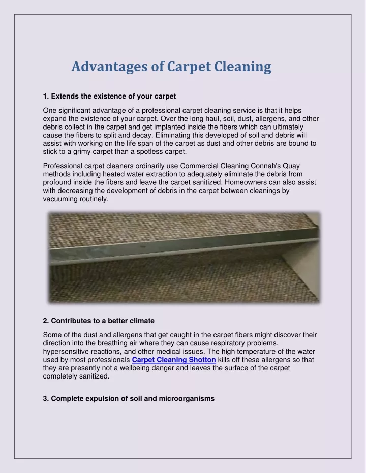 advantages of carpet cleaning
