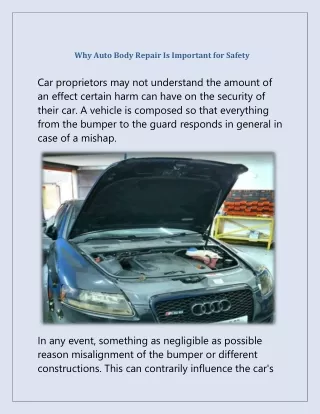 why auto body repair is important for safety