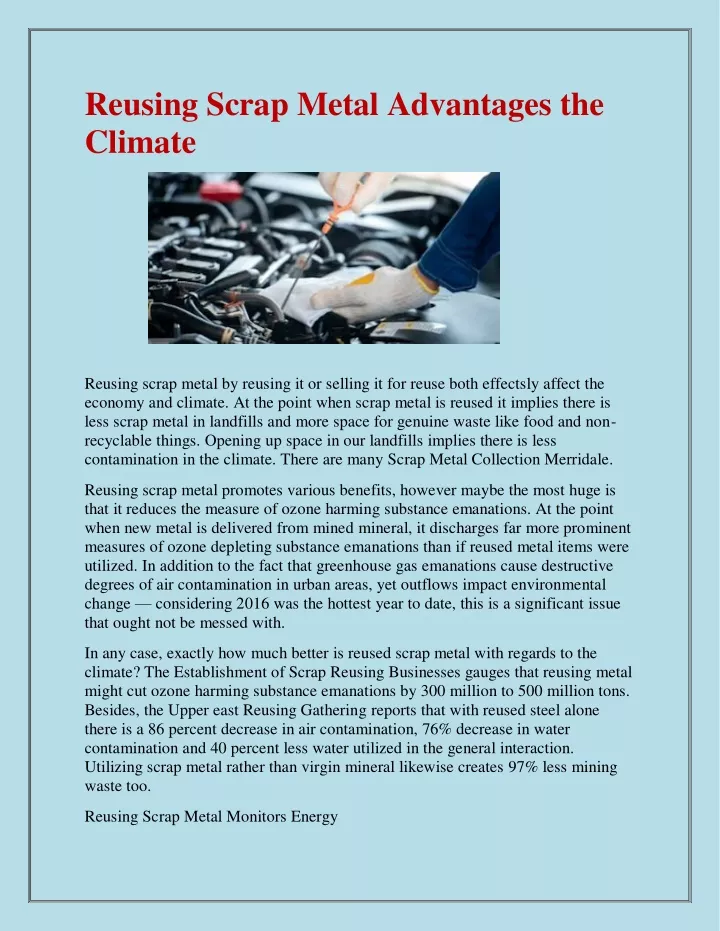 reusing scrap metal advantages the climate