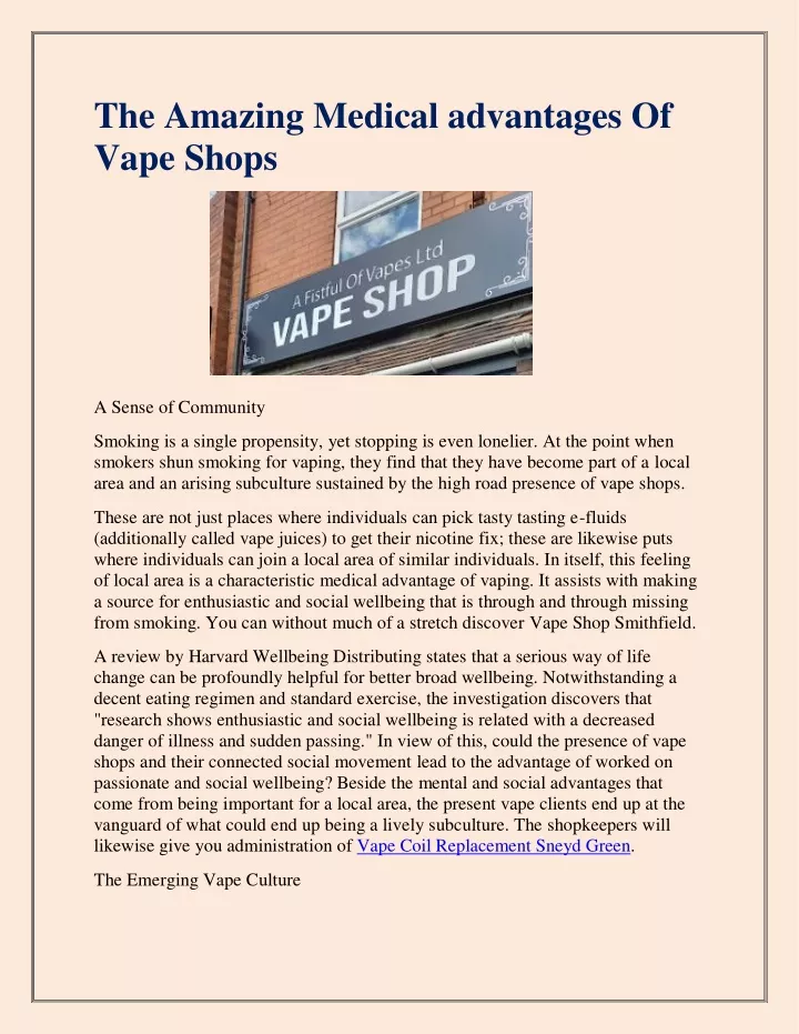 the amazing medical advantages of vape shops