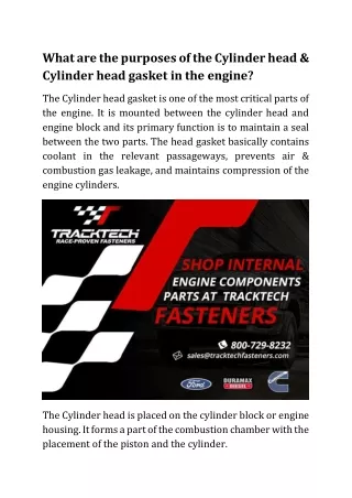 what are the purposes of the cylinder head