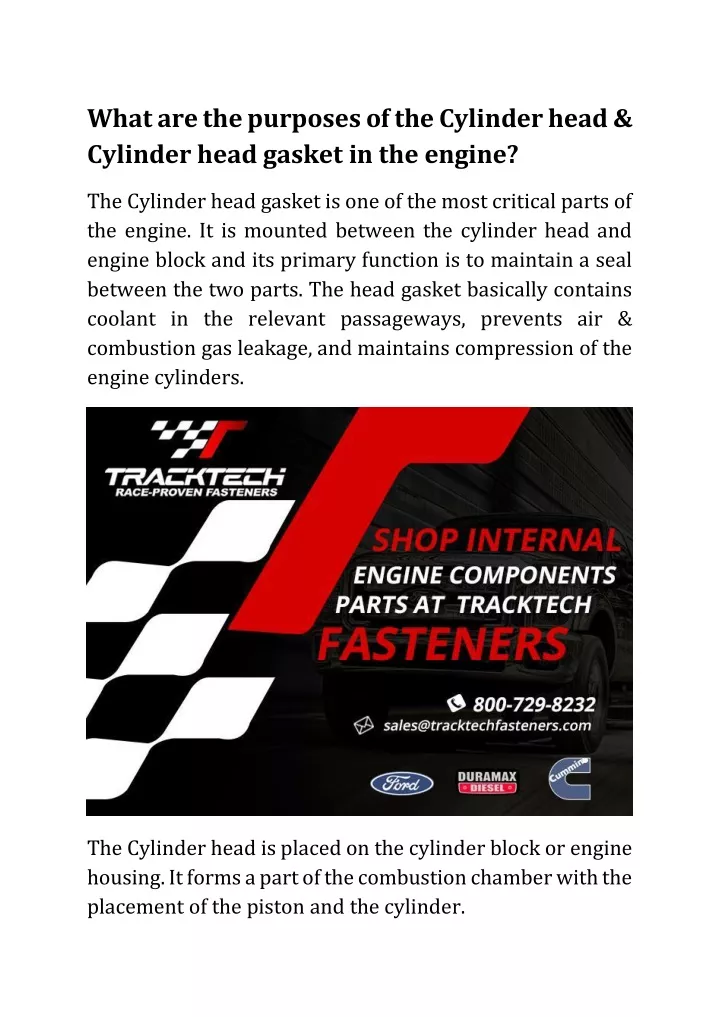 what are the purposes of the cylinder head