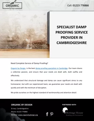 SPECIALIST DAMP PROOFING SERVICE PROVIDER IN CAMBRIDGESHIRE