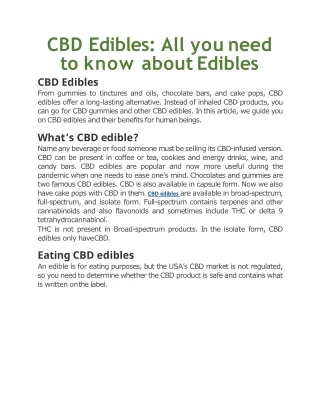 CBD Edibles All you need to know about Edibles
