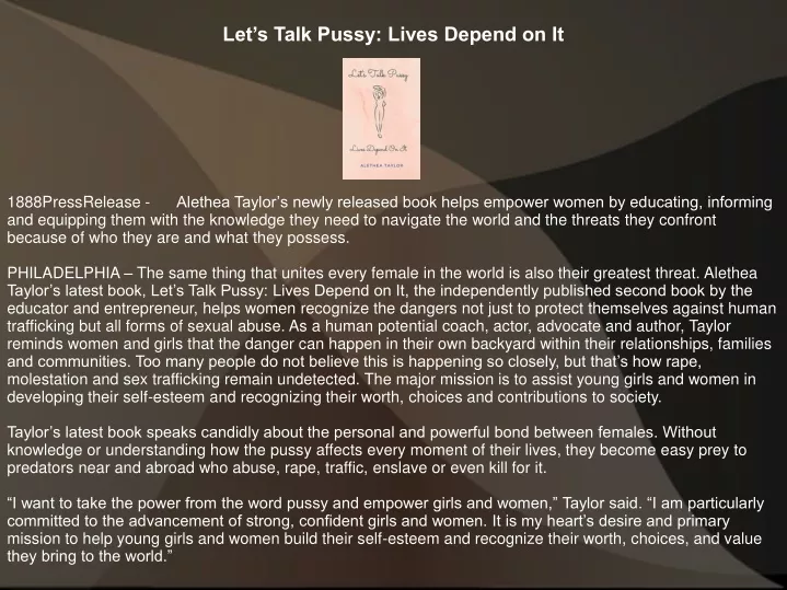 let s talk pussy lives depend on it