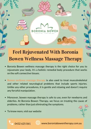 Feel Rejuvenated With Boronia Bowen Wellness Massage Therapy