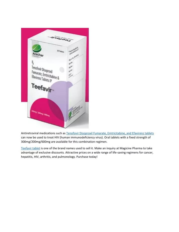 antiretroviral medications such as tenofovir