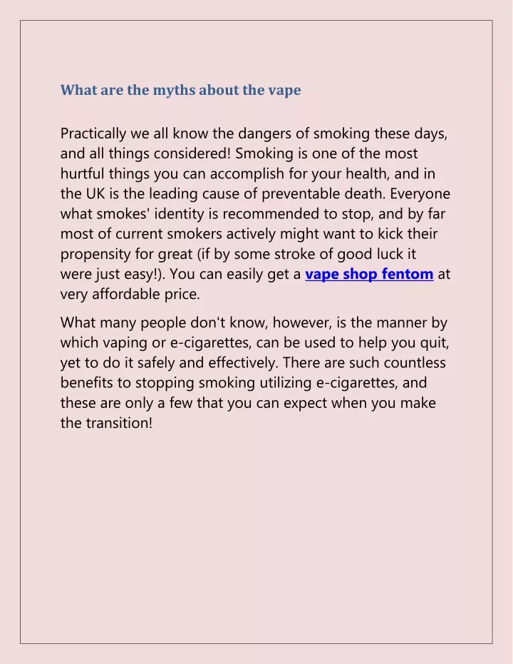 what are the myths about the vape