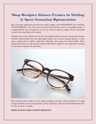Shop Designer Glasses Frames in Stirling @ Specs Sensation Optometrists