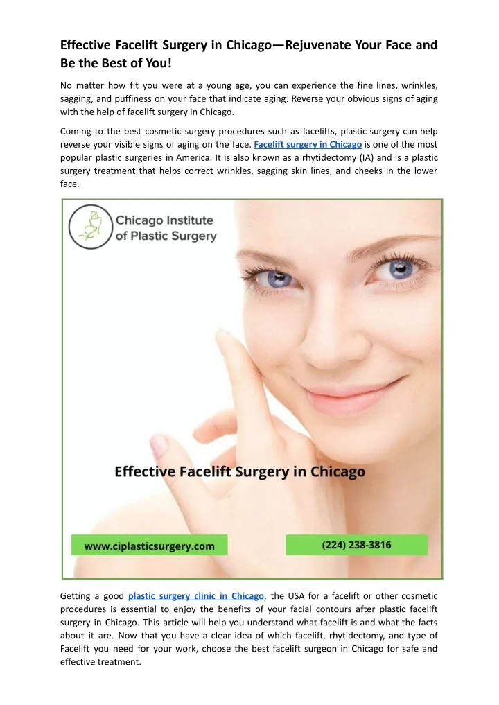 effective facelift surgery in chicago rejuvenate