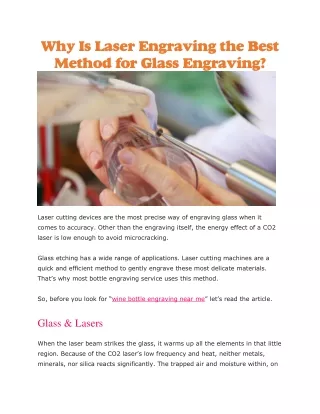 why is laser engraving the best method for glass