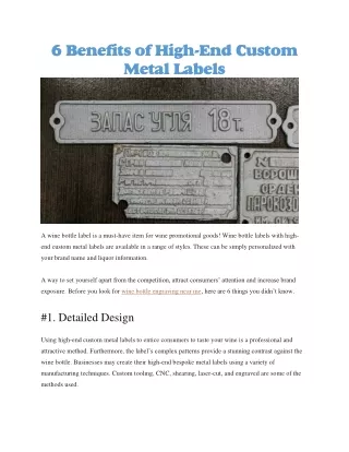 6 benefits of high end custom metal labels