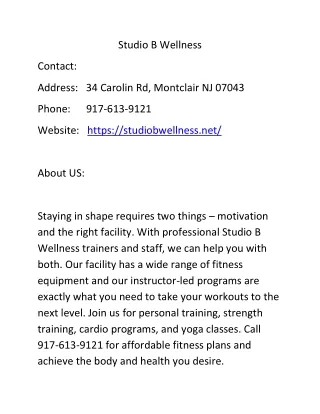 studio b wellness
