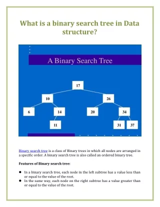 What is a binary search tree in Data structure
