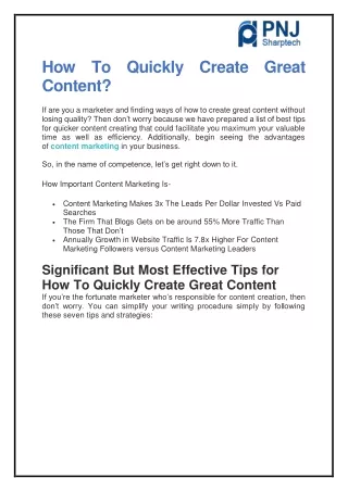 How To Quickly Create Great Content