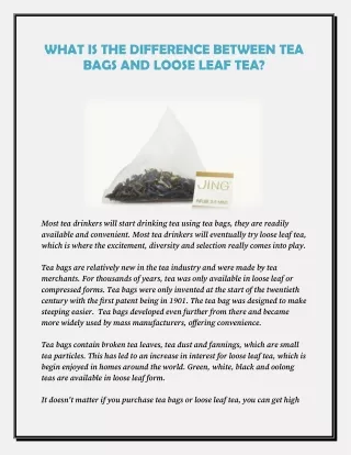 What is the Difference Between Tea Bags and Loose Leaf Tea?