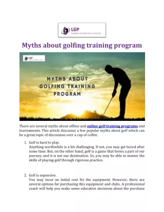 Myths about golfing training program