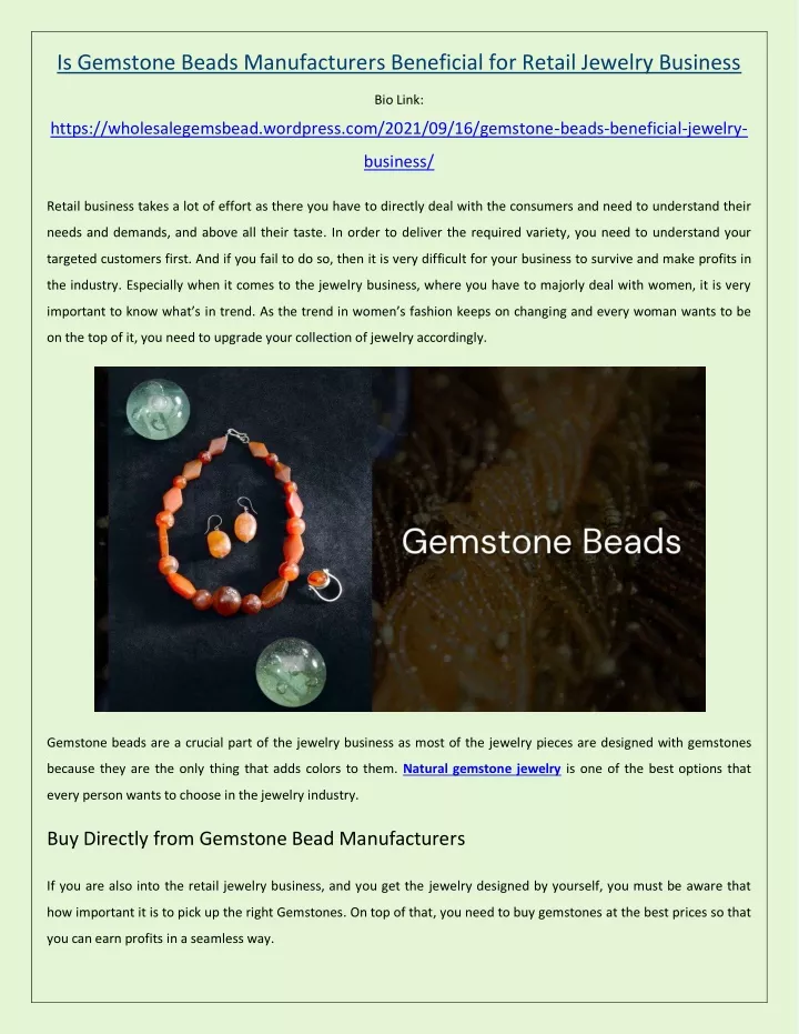 is gemstone beads manufacturers beneficial