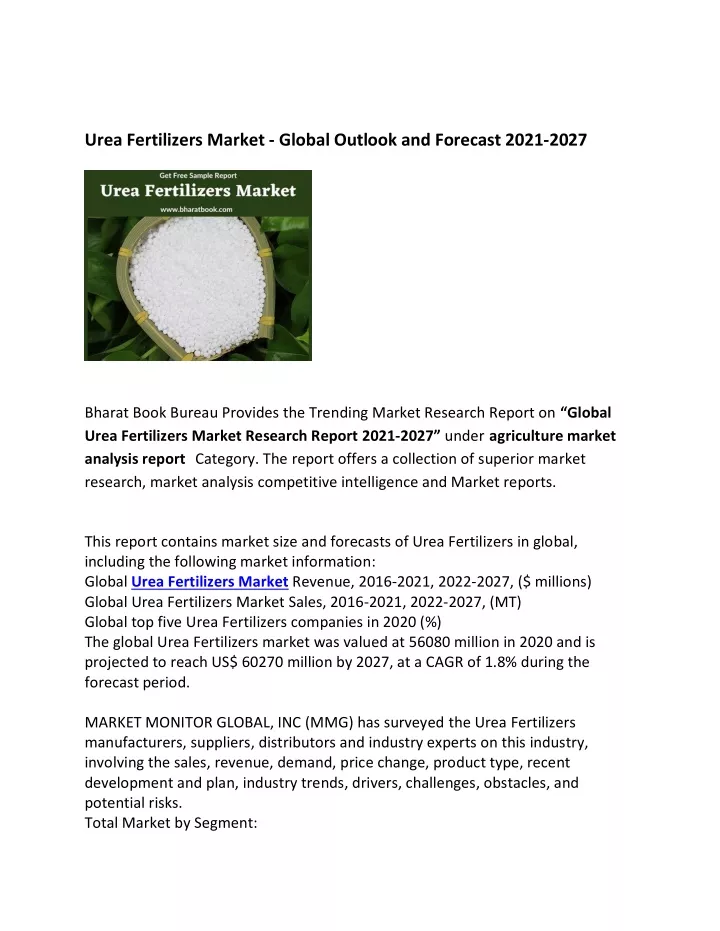 urea fertilizers market global outlook