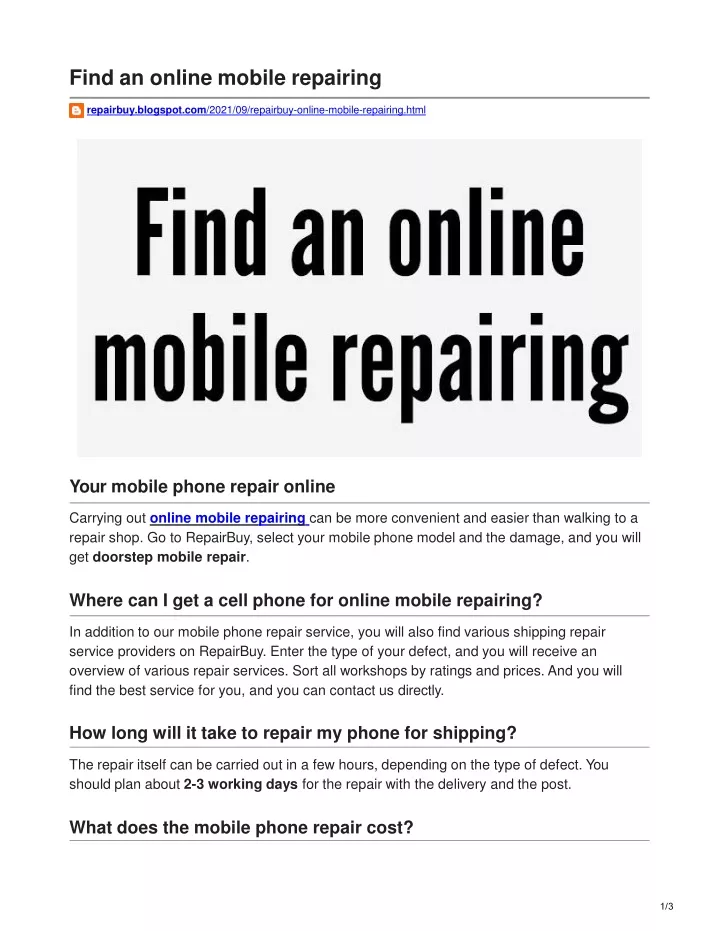 find an online mobile repairing