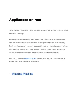 appliances on rent