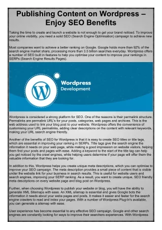 Publishing Content on Wordpress – Enjoy SEO Benefits