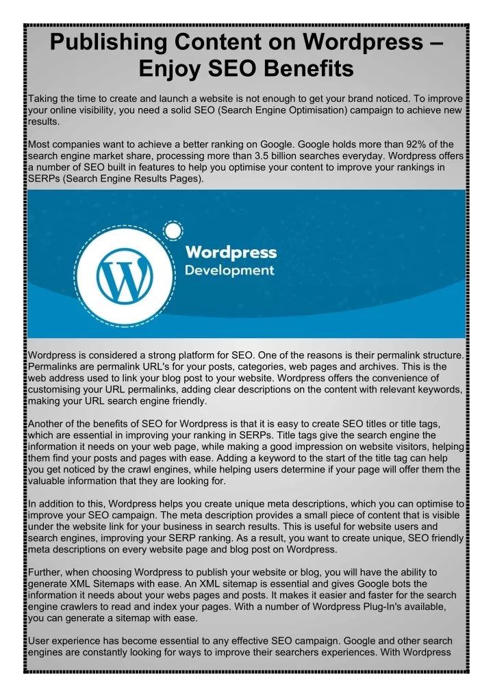 publishing content on wordpress enjoy seo benefits