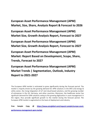 european asset performance management apm market