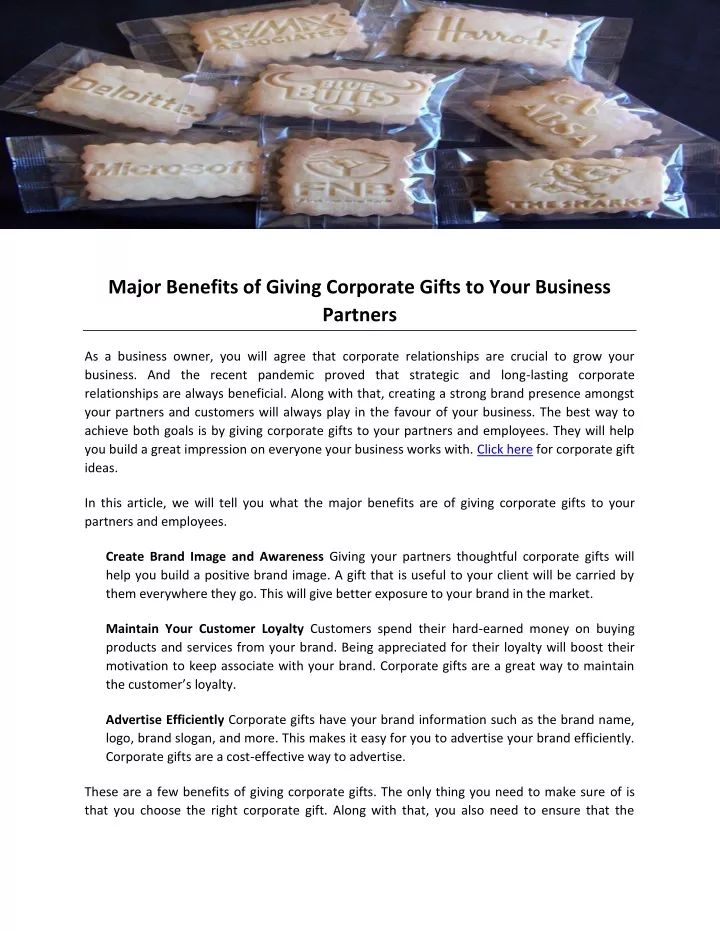 major benefits of giving corporate gifts to your