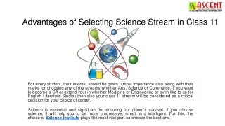advantages of selecting science stream in class 11