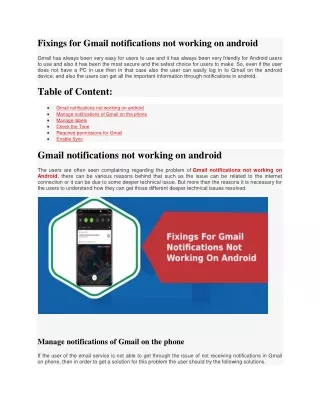 fixings for gmail notifications not working