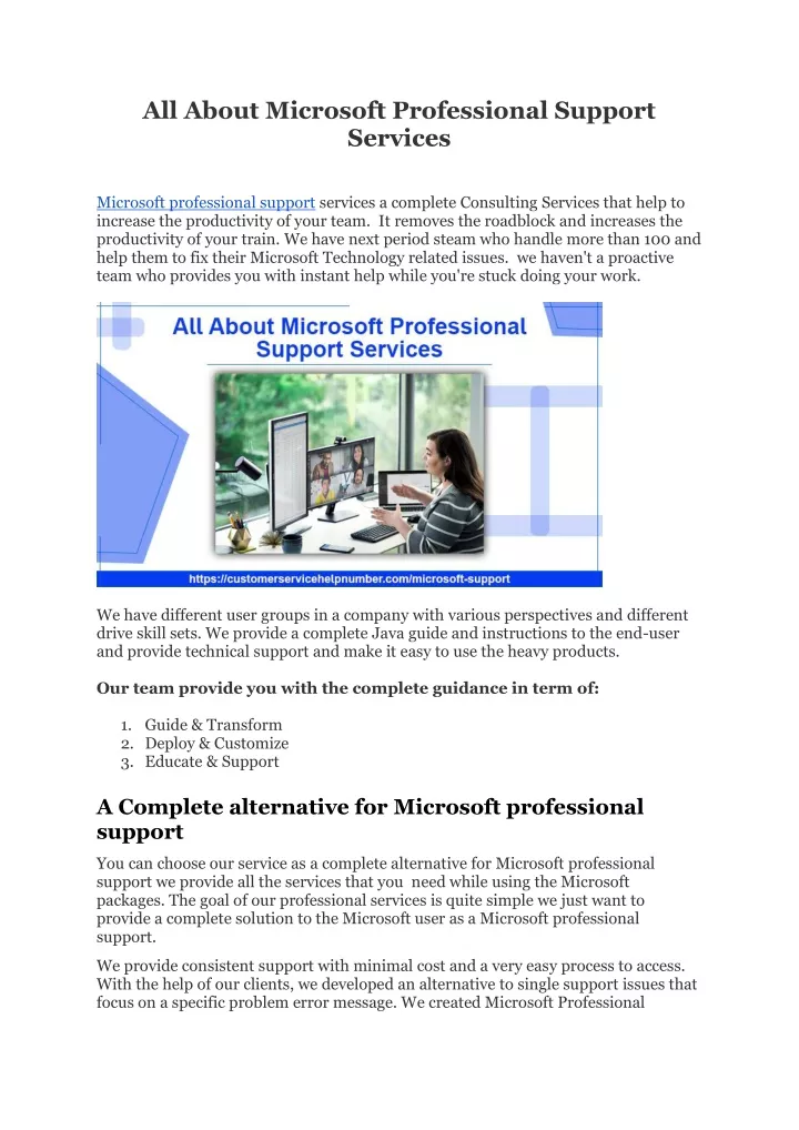 all about microsoft professional support services