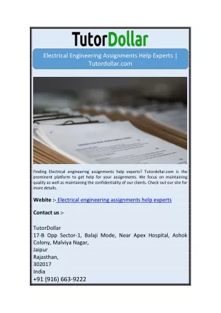 electrical engineering assignments help experts