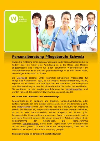 personalberatung pflegeberufe schweiz