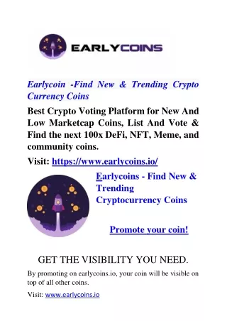 earlycoin find new trending crypto currency coins